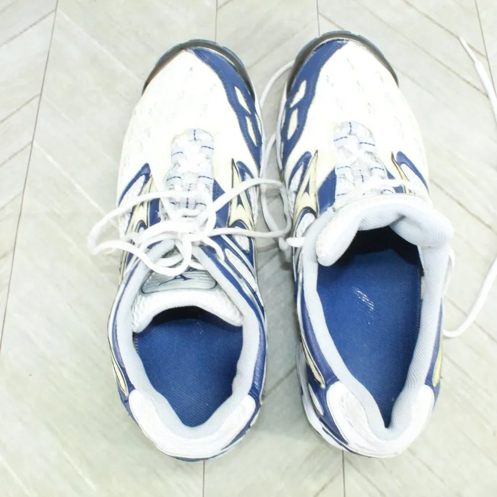 Mizuno Wave Lightning 3 Blue White Leather Mesh Volleyball Shoes US 11.5 - Picture 6 of 9